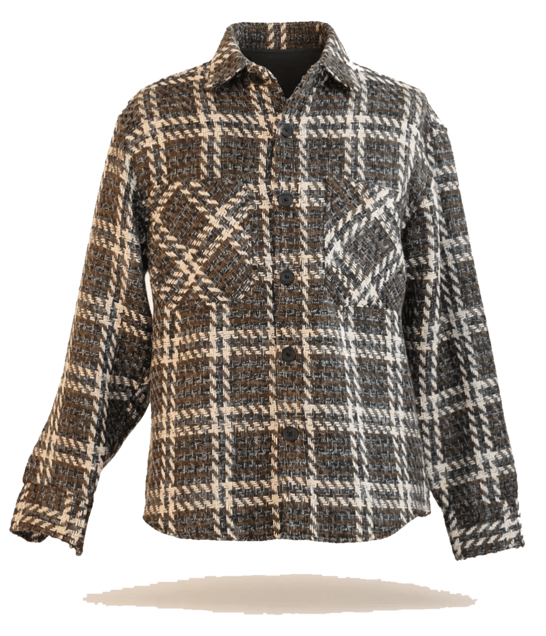 Brown check woven overshirt