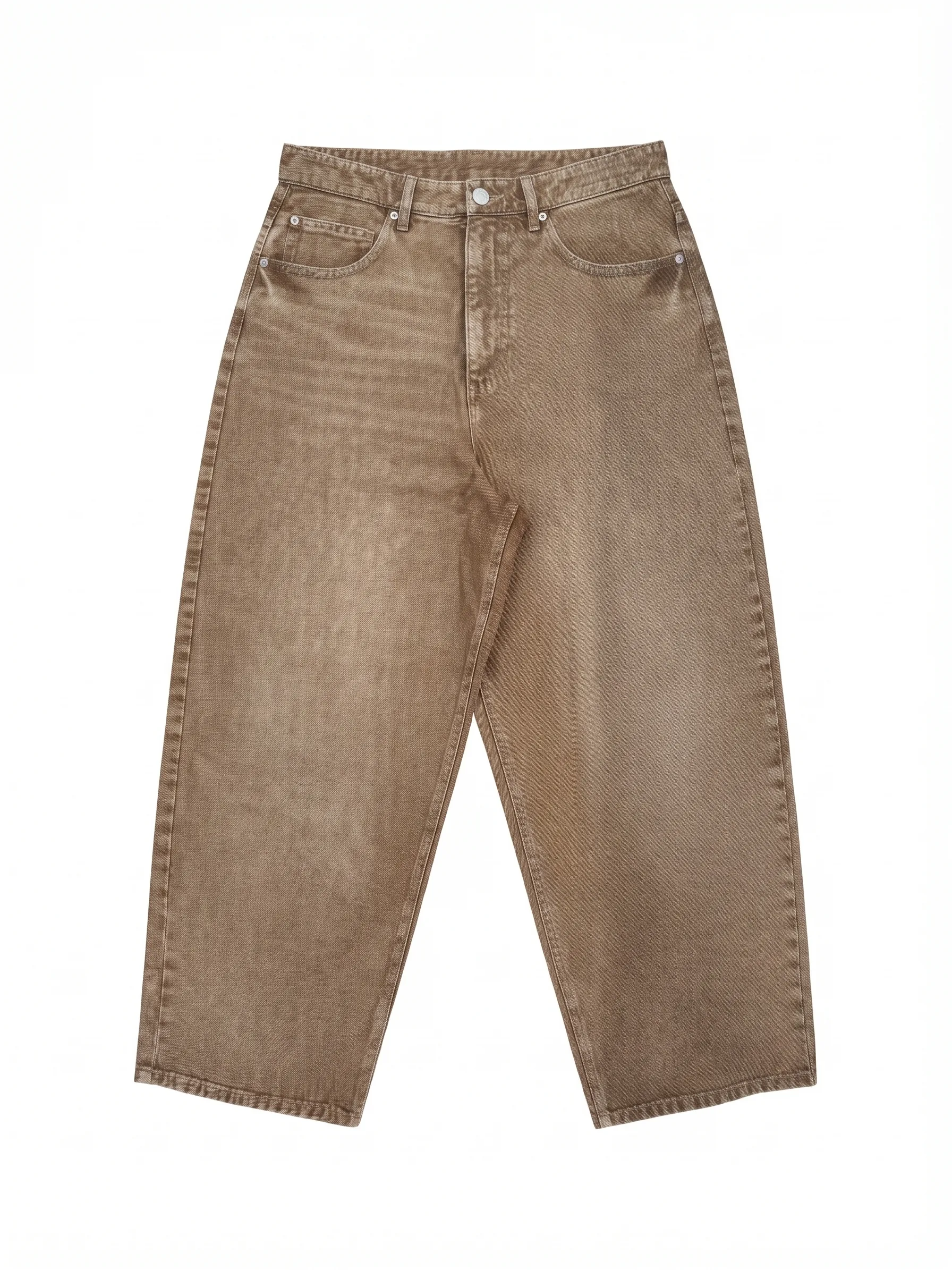 Brown wide-leg jeans, front view, development reference