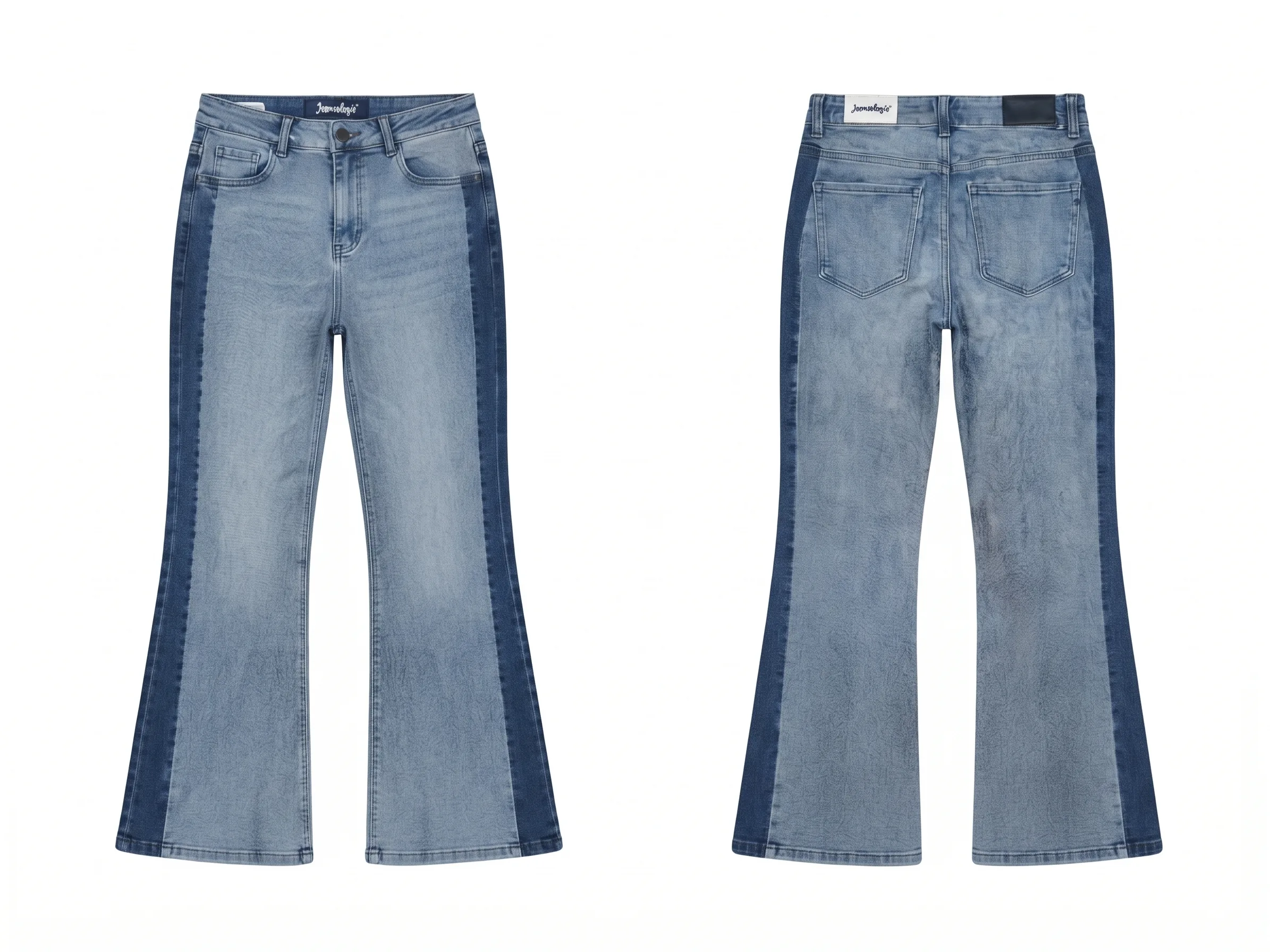 Flare panel jeans, back view, development reference