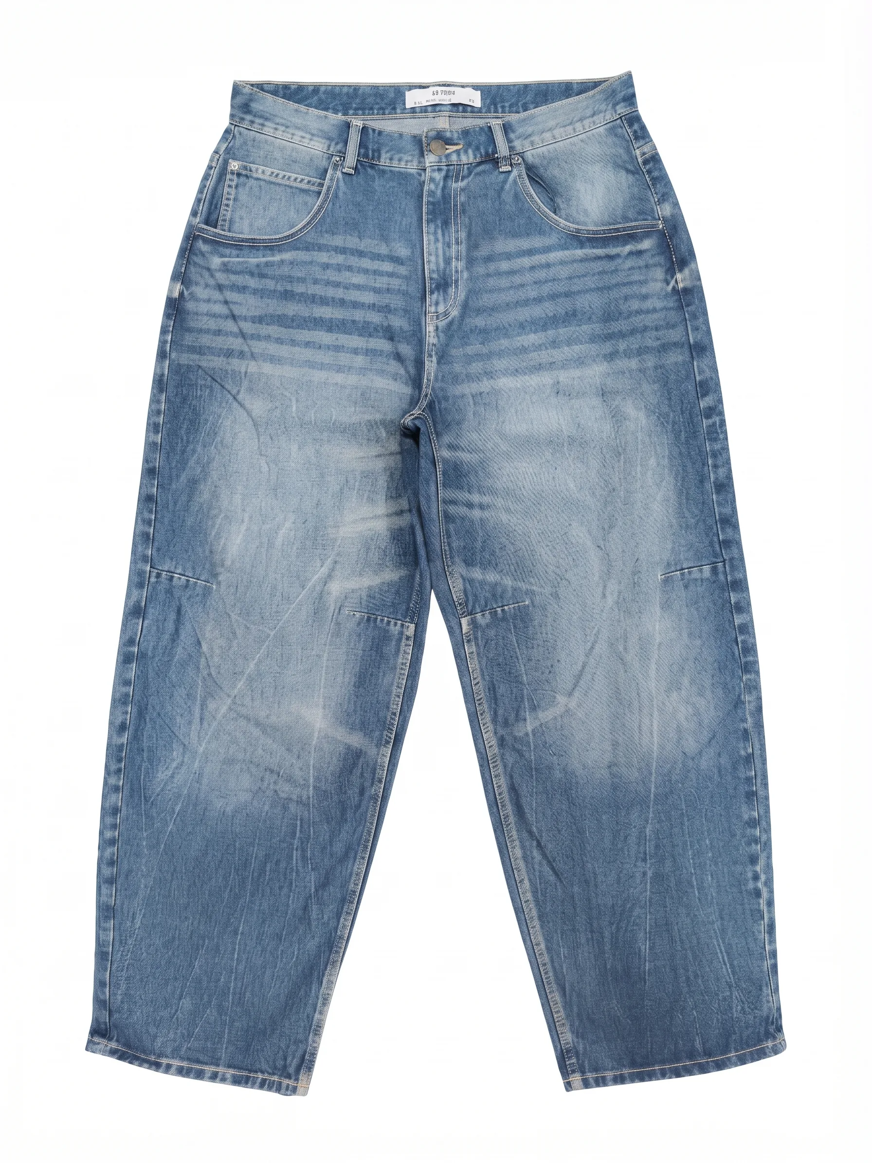 Medium crinkle-wash jeans, front view, development reference