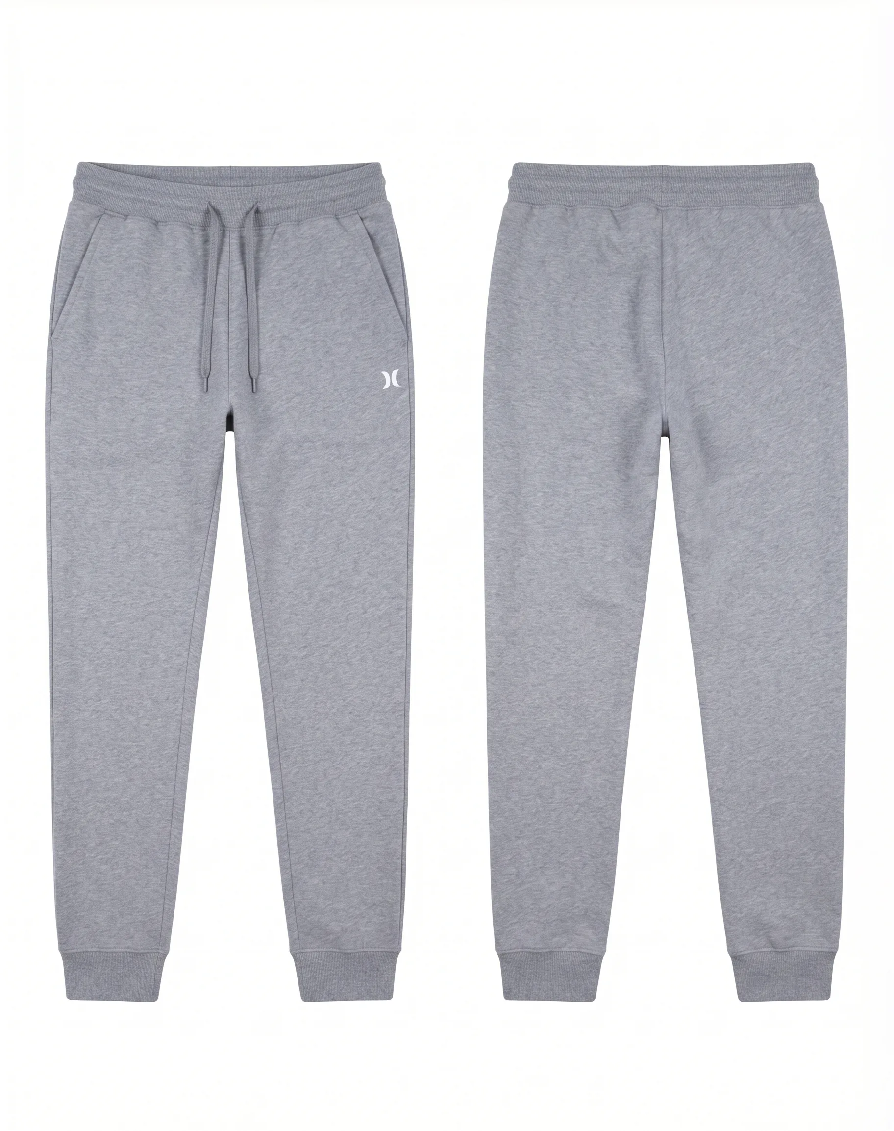 Heather grey joggers, back view, development reference