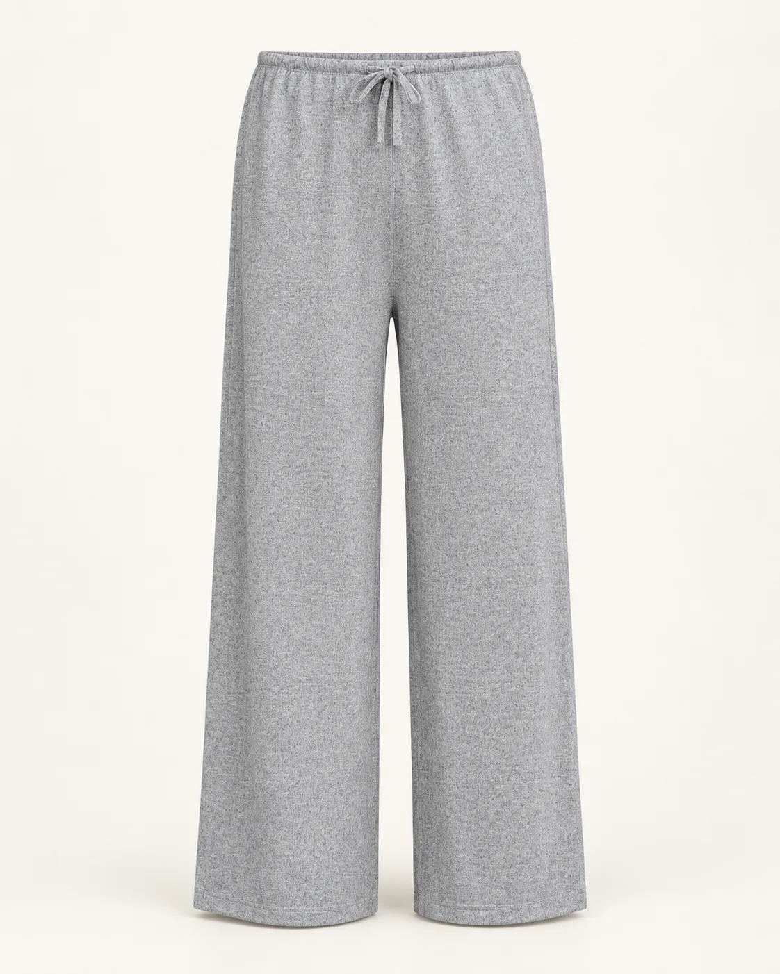 Grey melange knit pants, front view, development reference
