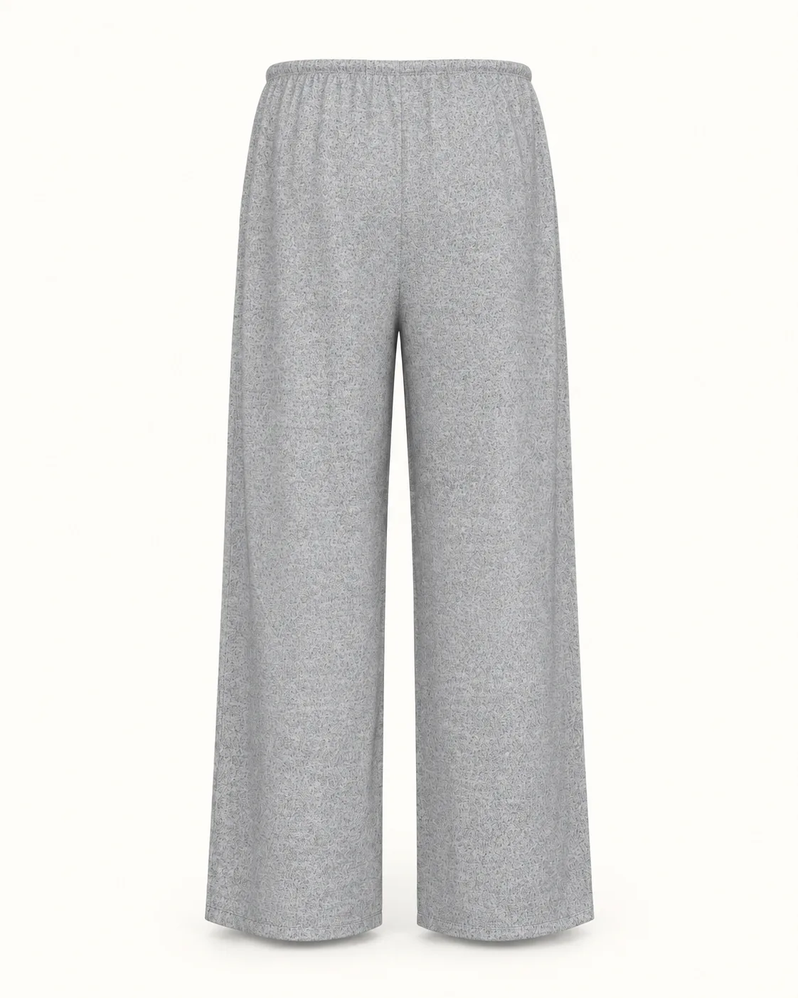 Grey melange knit pants, back view, development reference