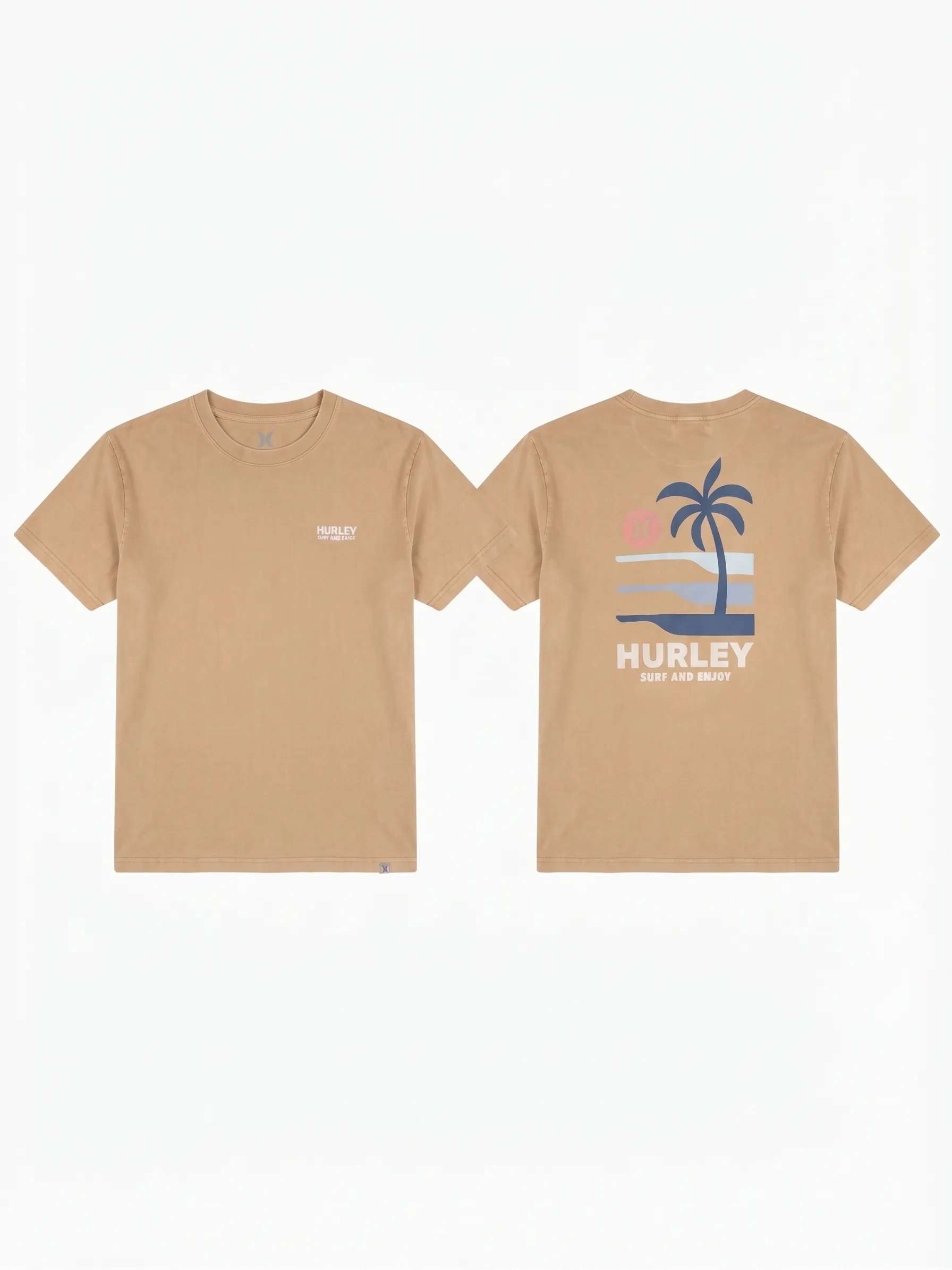 Khaki graphic tee, back view, development reference