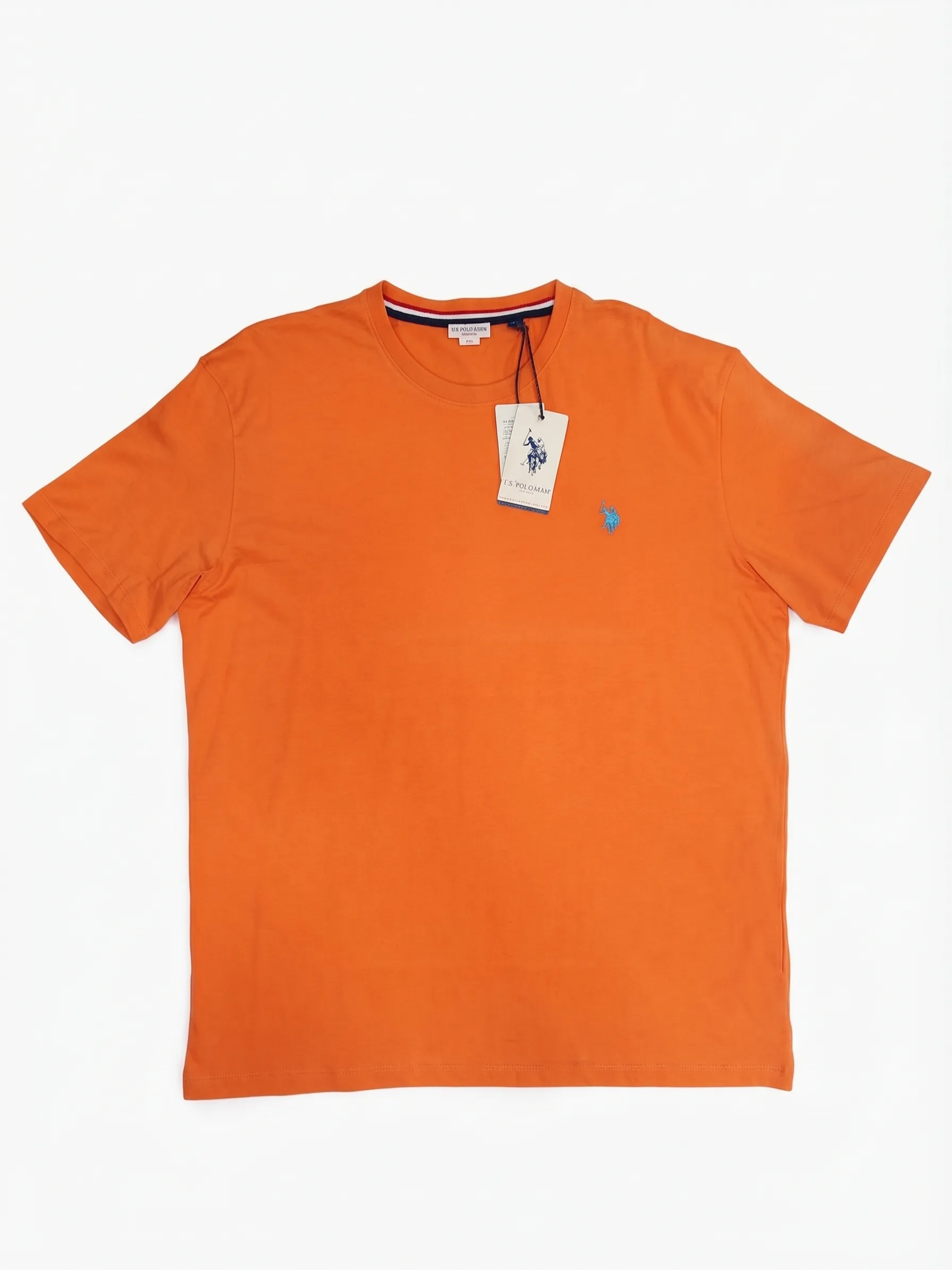 Orange logo tee, front view, development reference