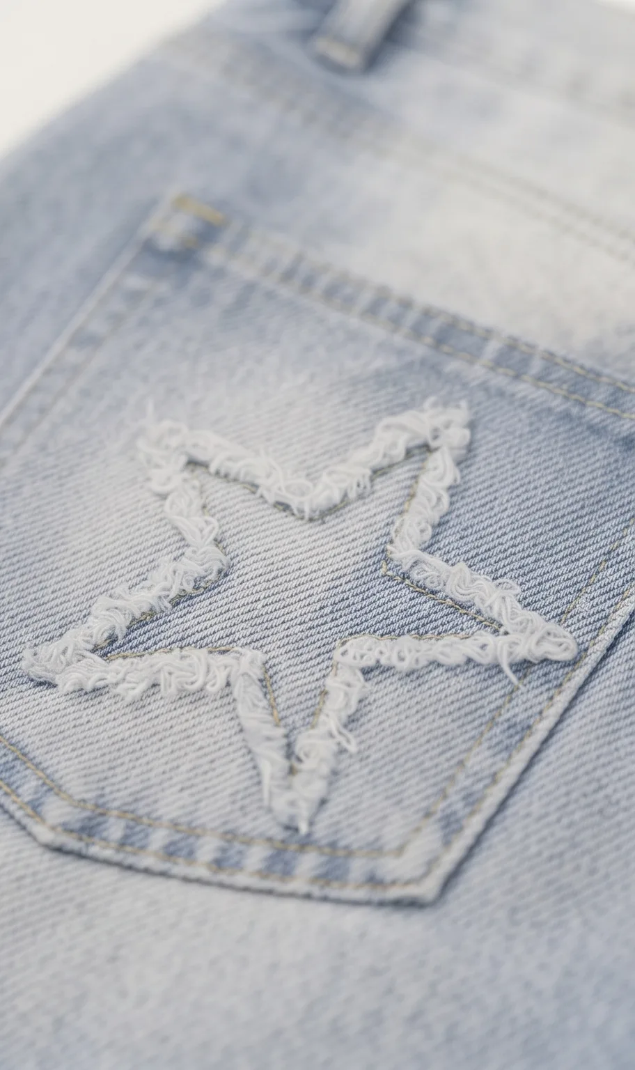 Light-wash star denim shorts, micro view, development reference