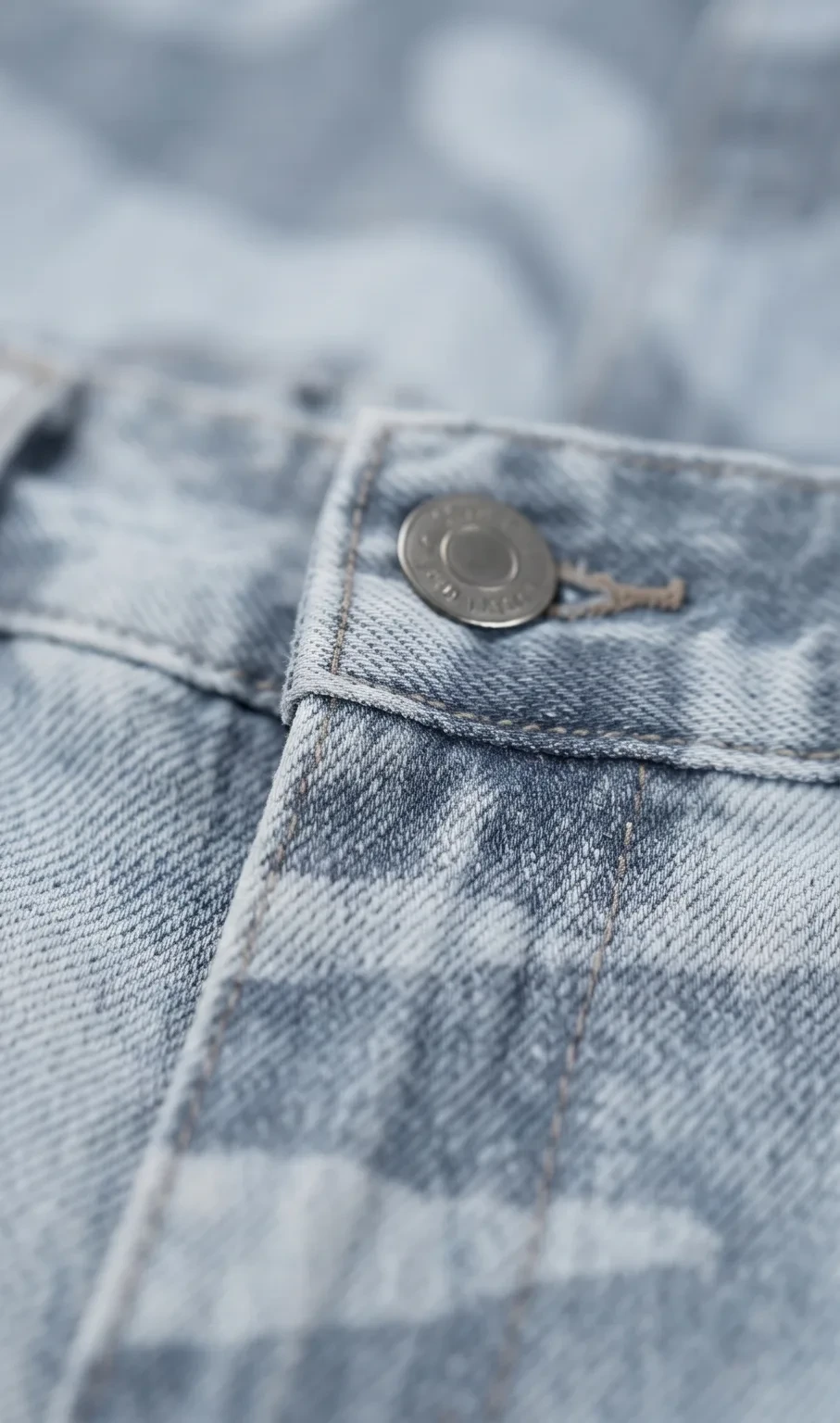 Camo print acid-wash jeans, micro view, development reference