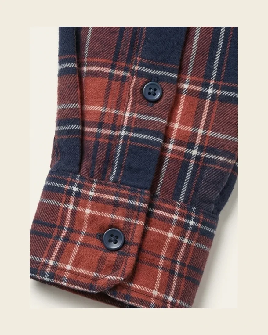Red plaid woven shirt, micro view, development reference