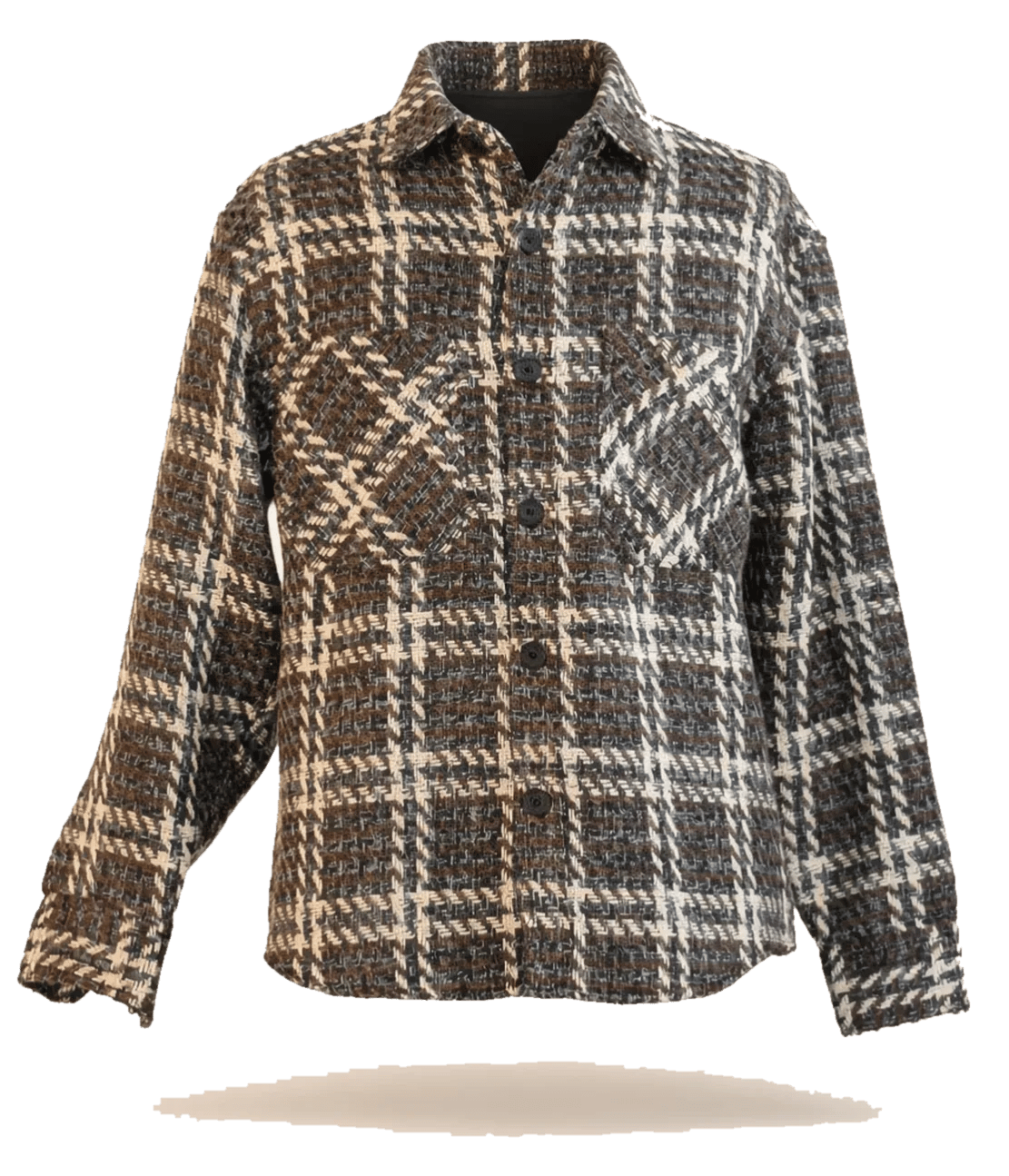 Brown check woven overshirt